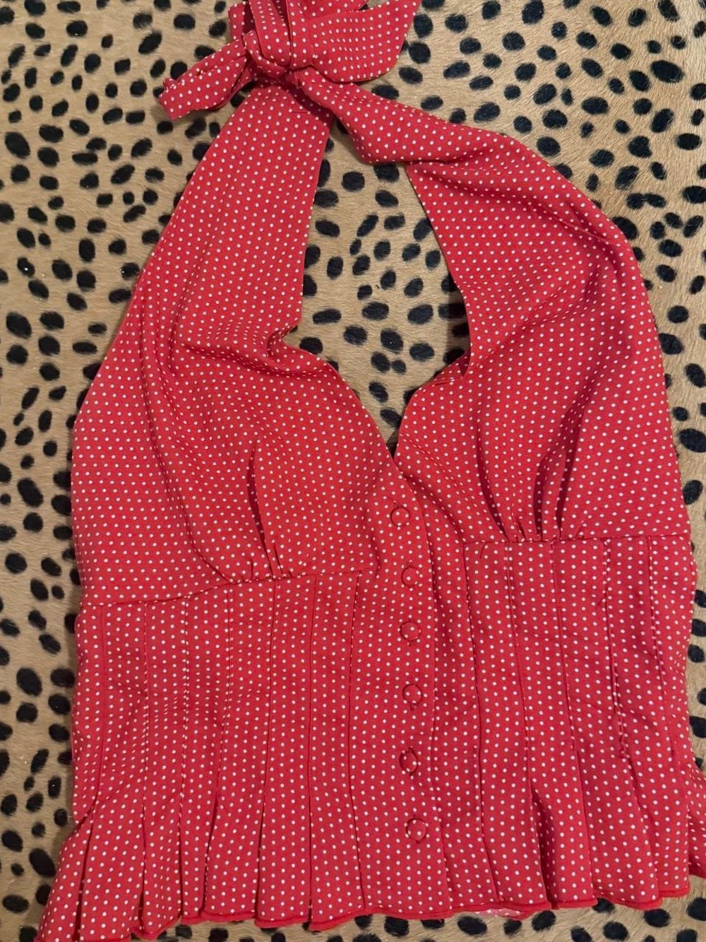 Frankie’s Bikinis Red Polka Dot Halter- size xl - Picture 3 of 5